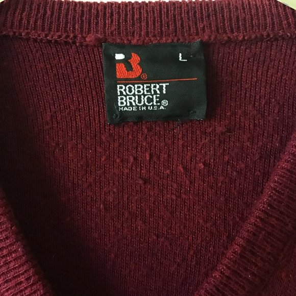 Vintage Union USA Mens v-neck Sweater L maroon burgundy unisex drop shoulder - Picture 2 of 10